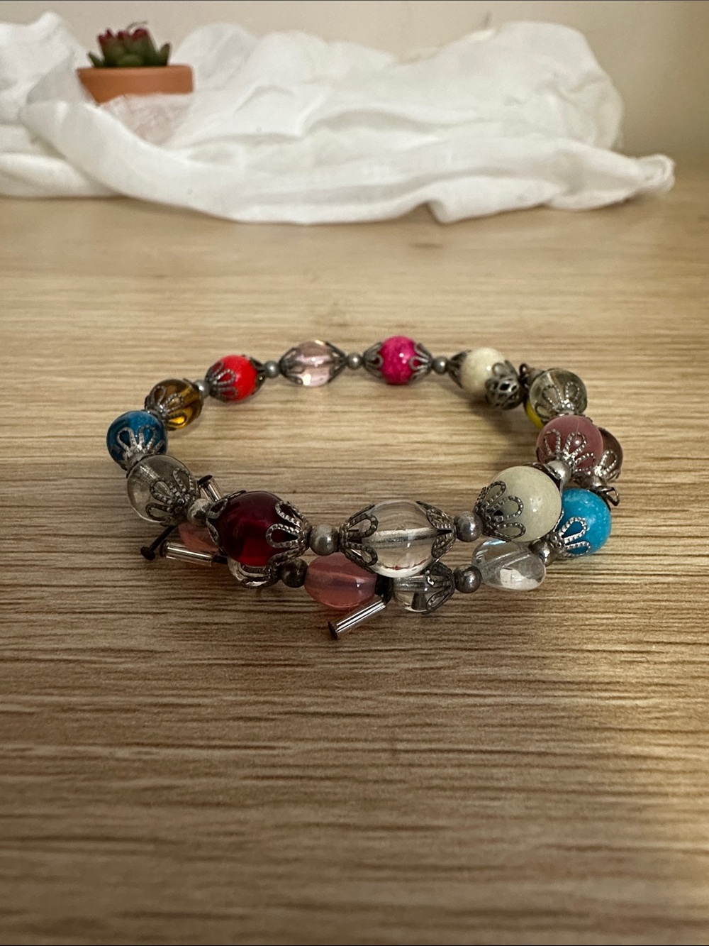 Colorful Mixed-Bead Women's Bracelet - Multicolor Fashion Bracelet with silver